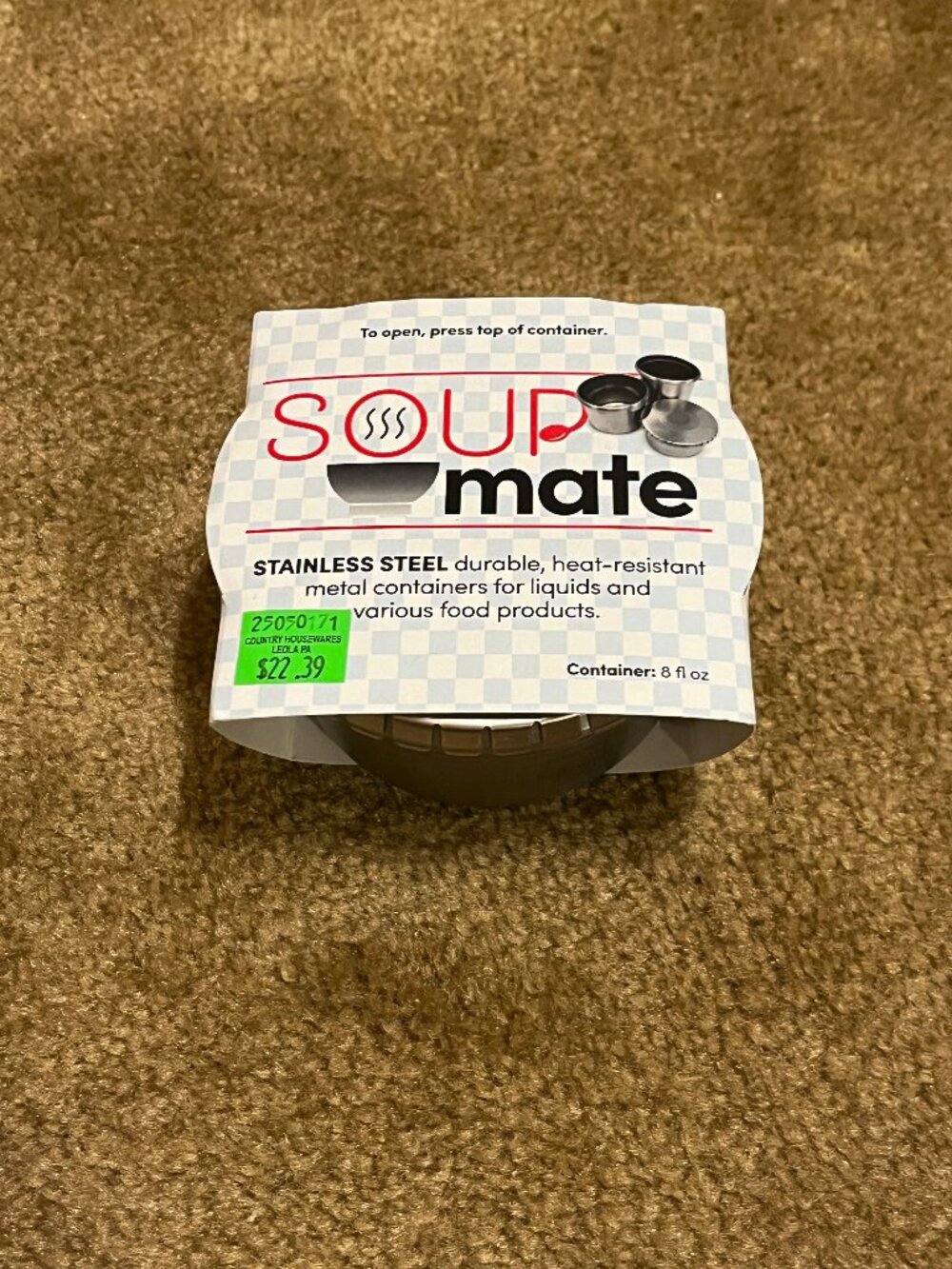 Soup Mate stainless steel metal container with lid, 8 oz, NIP